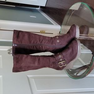 Spring Brown Wedge Boot with Gold/Brass Buckle